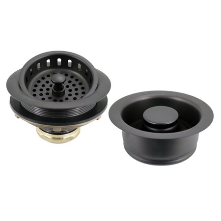 WESTBRASS Post Style Large Kitchen Basket Strainer W/ InSinkErator Style Disposal Flange & Stopper in Oil Rub D2165-12